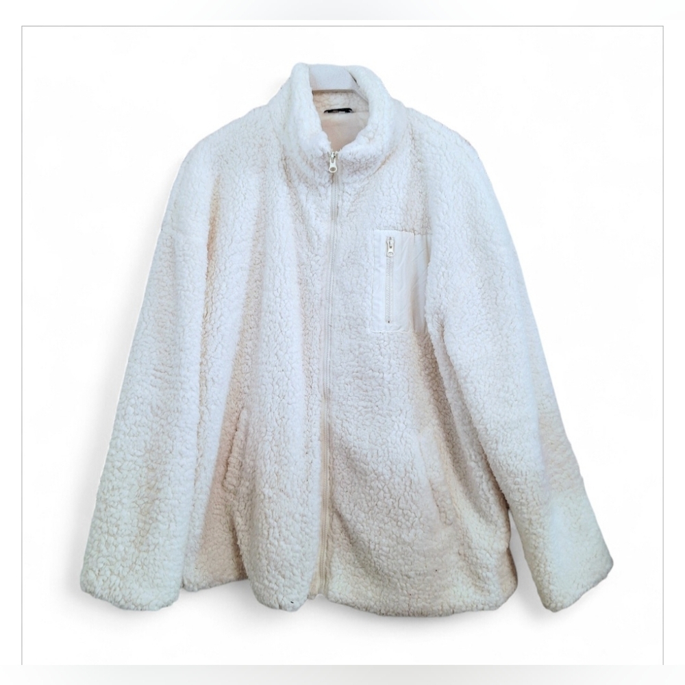 Women's Cream Fleece Plus Size Jacket~Size 2XL